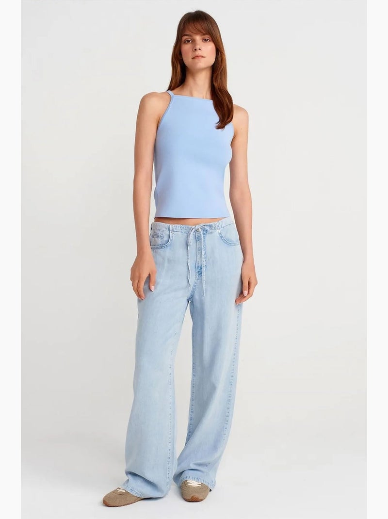 Canotta halter in maglia con fiocco dilvin Blu cielo - Kiabi