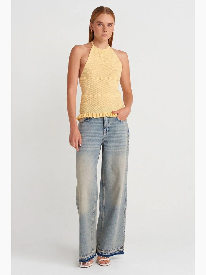 Canotta halter in maglia dilvin Giallo limone - Kiabi