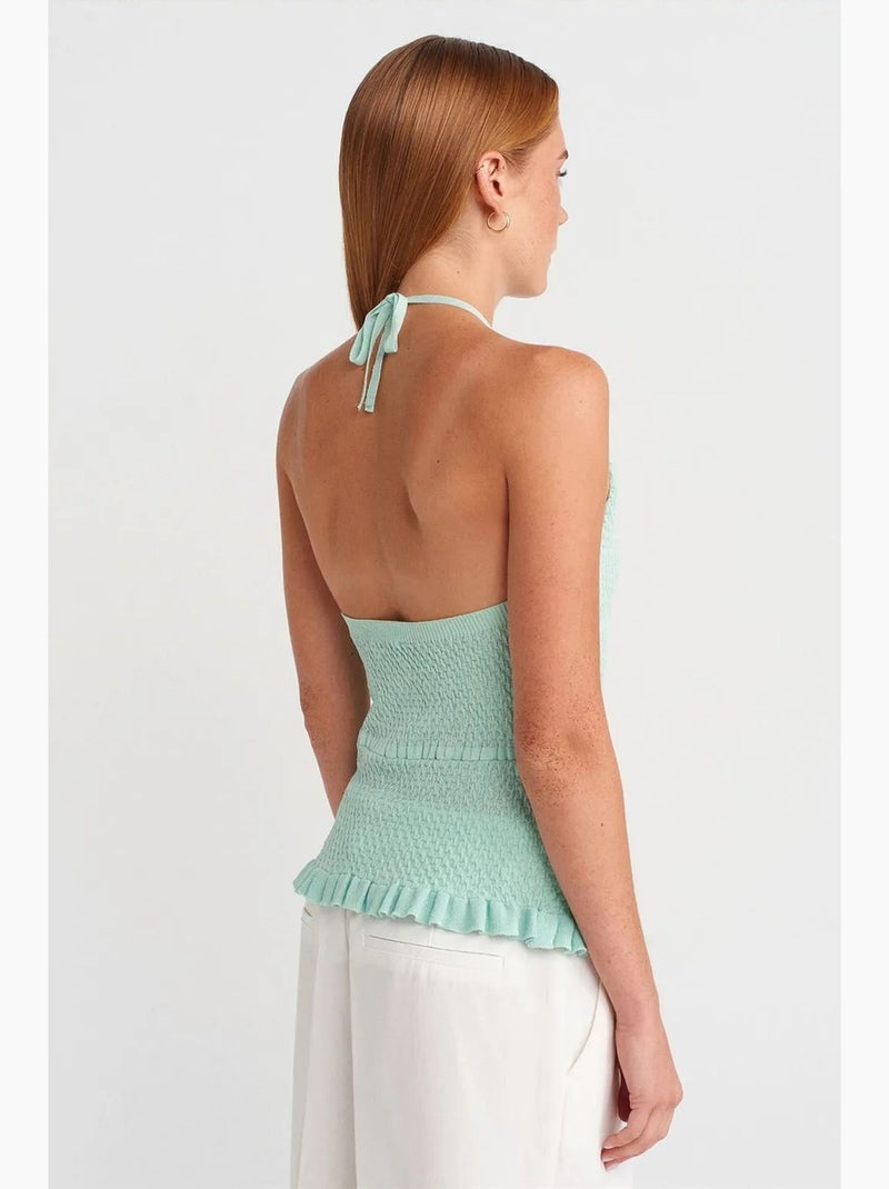 Canotta halter in maglia dilvin Verde menta - Kiabi
