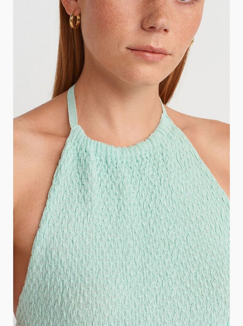 Canotta halter in maglia dilvin Verde menta - Kiabi