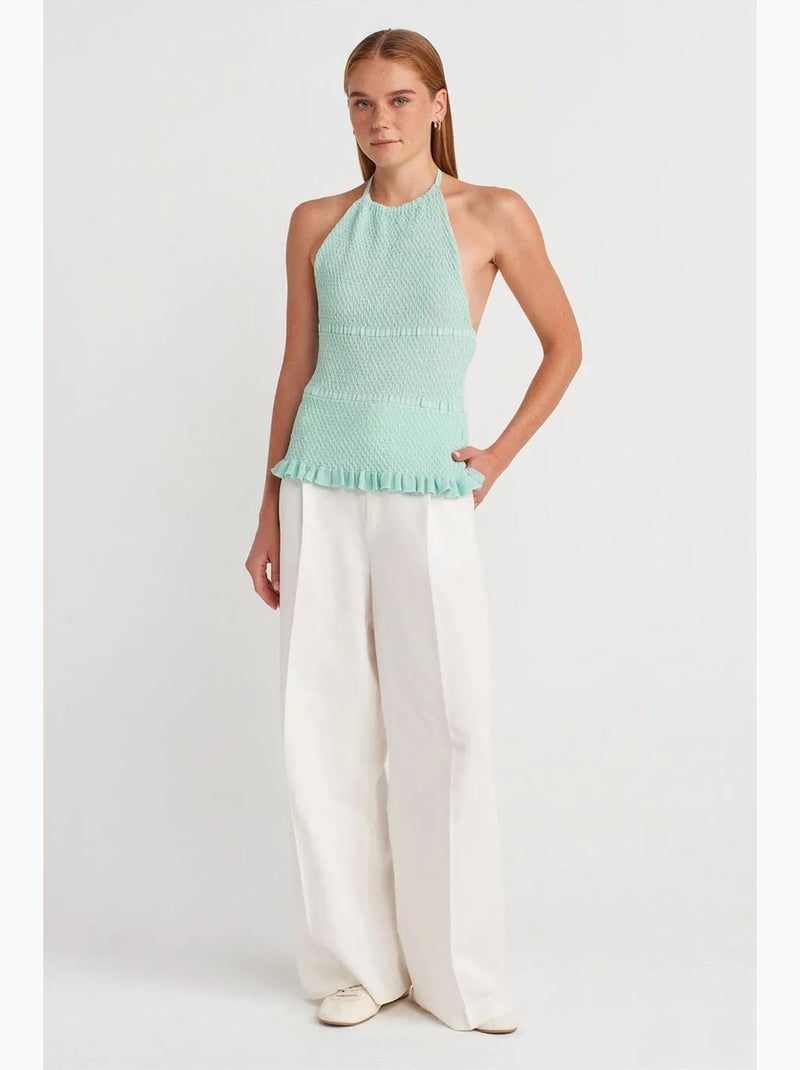 Canotta halter in maglia dilvin Verde menta - Kiabi