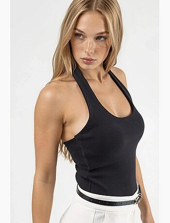 Canotta halter in maglia hiccup