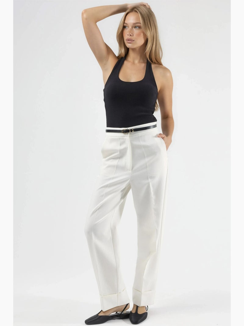 Canotta halter in maglia hiccup Nero - Kiabi