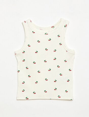 Canotta in costina di cotone all-over