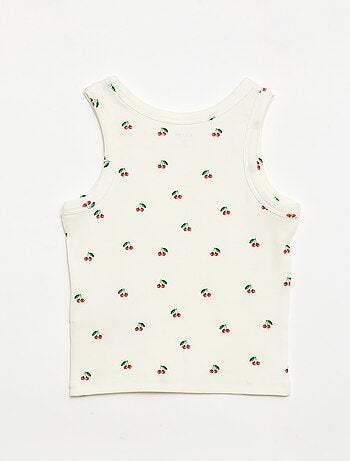 Canotta in costina di cotone all-over