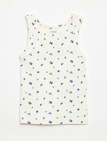 Canotta in costina di cotone all-over