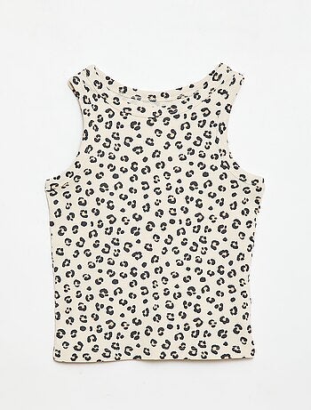 Canotta in costina di cotone all-over