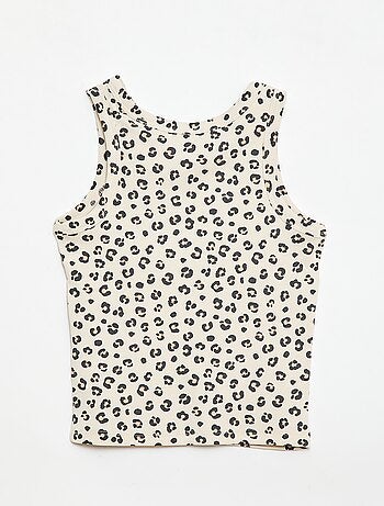 Canotta in costina di cotone all-over