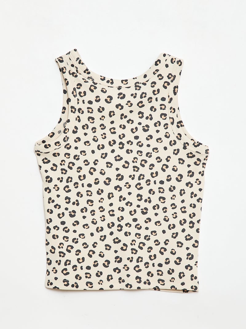 Canotta in costina di cotone all-over Beige - Kiabi