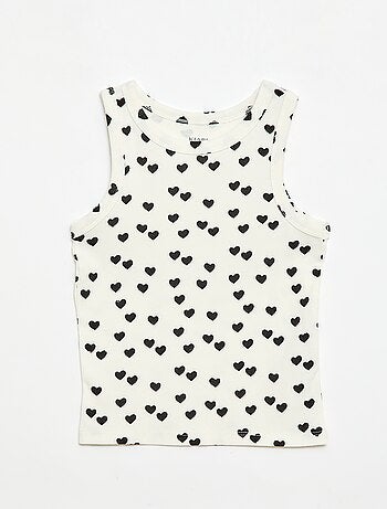 Canotta in costina di cotone all-over