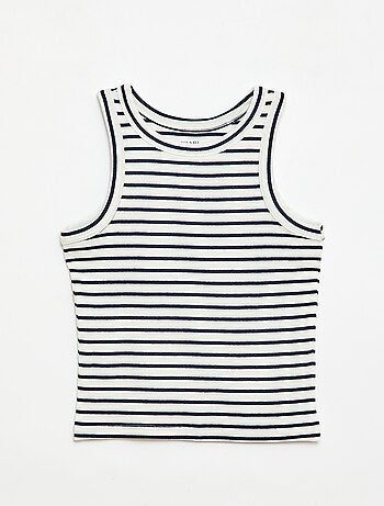 Canotta in costina di cotone all-over