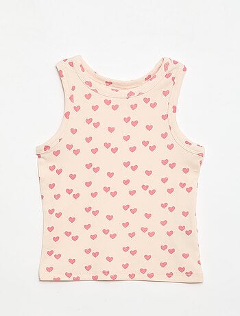 Canotta in costina di cotone all-over