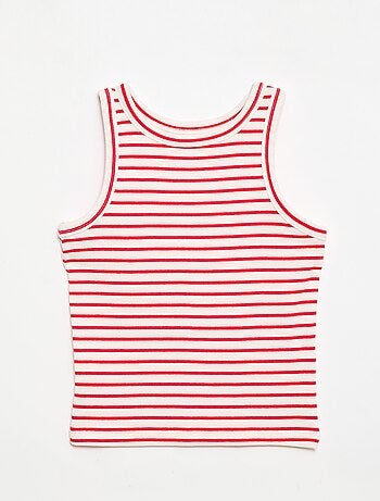 Canotta in costina di cotone all-over