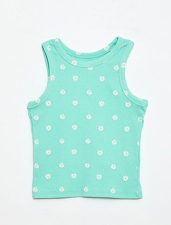 Canotta in costina di cotone all-over