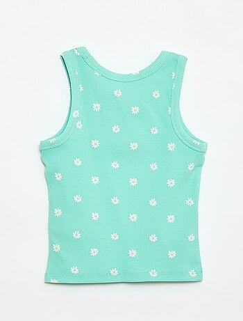 Canotta in costina di cotone all-over