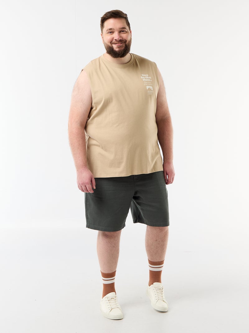Canotta in cotone stampata Beige - Kiabi