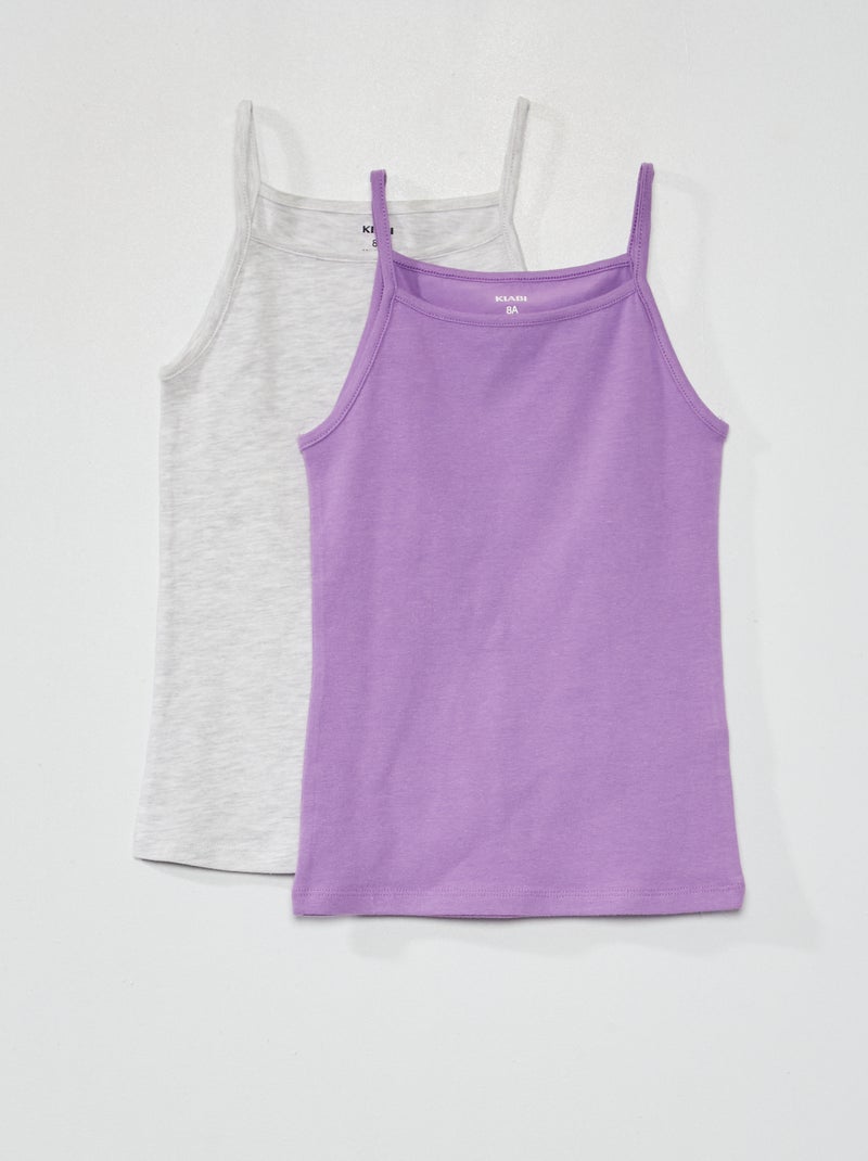 Canotta in jersey tinta unita - Set di 2 GRIGIO - Kiabi