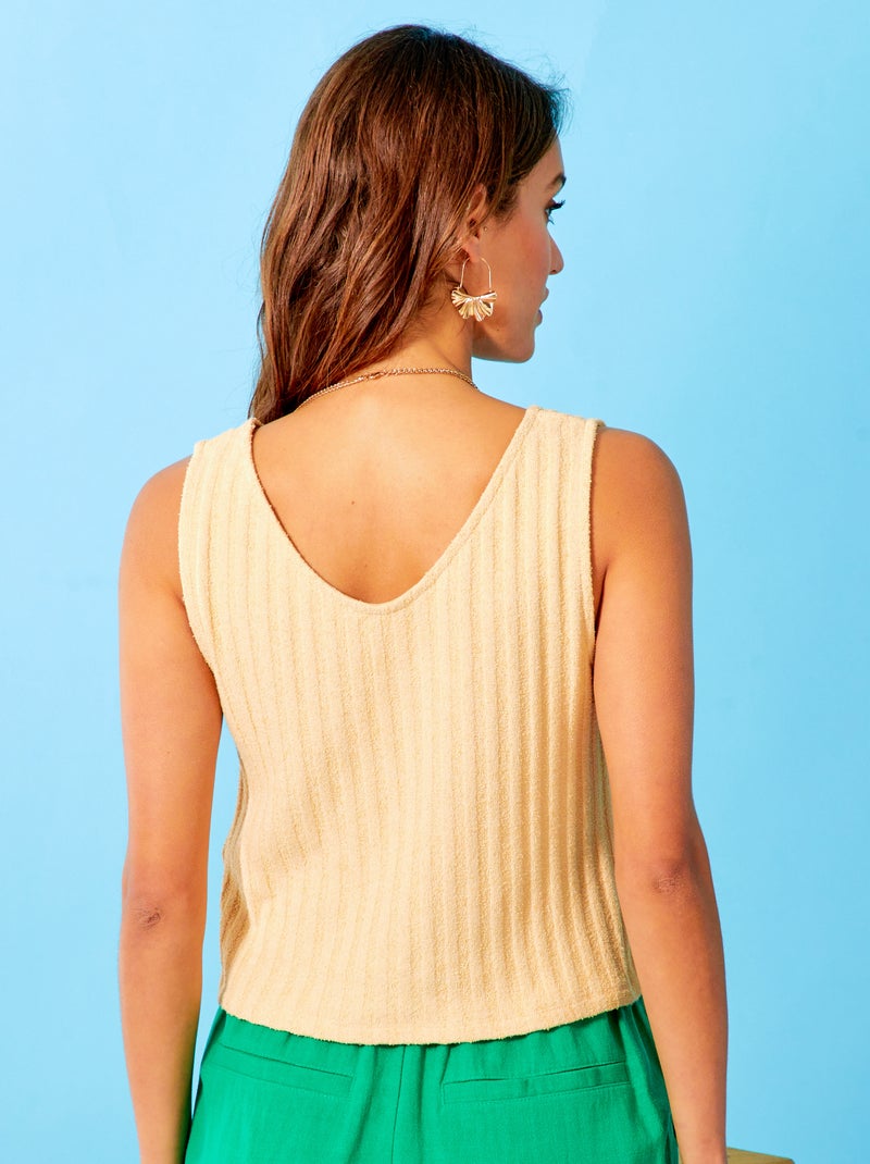 Canotta in maglia a coste BEIGE - Kiabi