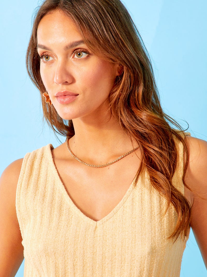 Canotta in maglia a coste BEIGE - Kiabi