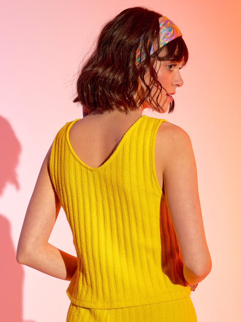 Lucky Brand Canotta Maglione A Coste In Lino-Cotone Per Donna - Scollo Rotondo, Comoda E Morbida - 5