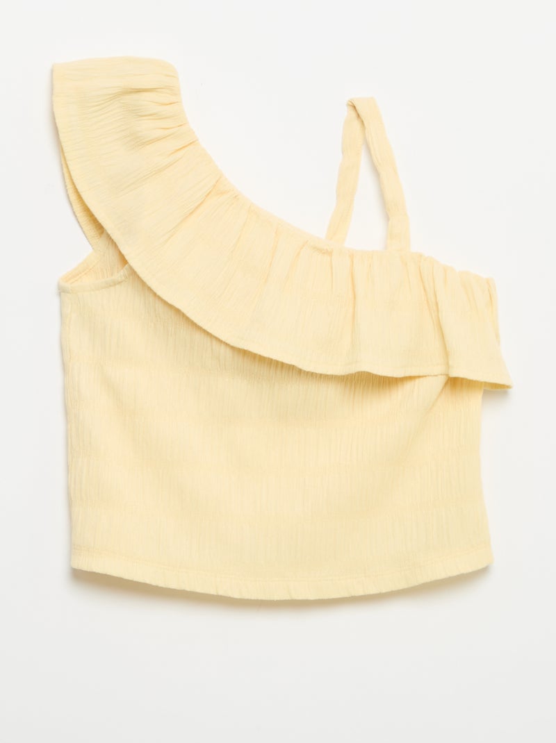 Canotta in maglia a nido d'ape con scollo asimmetrico Giallo - Kiabi