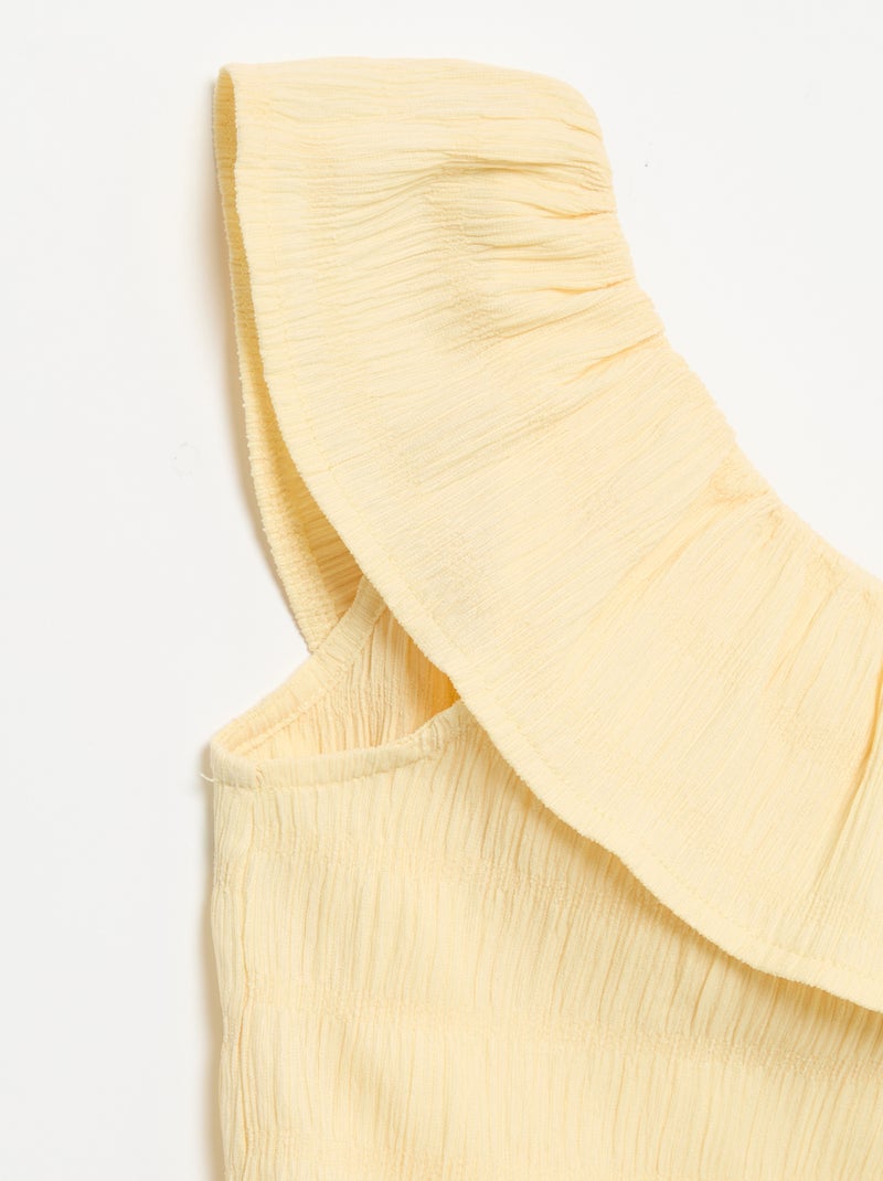 Canotta in maglia a nido d'ape con scollo asimmetrico Giallo - Kiabi