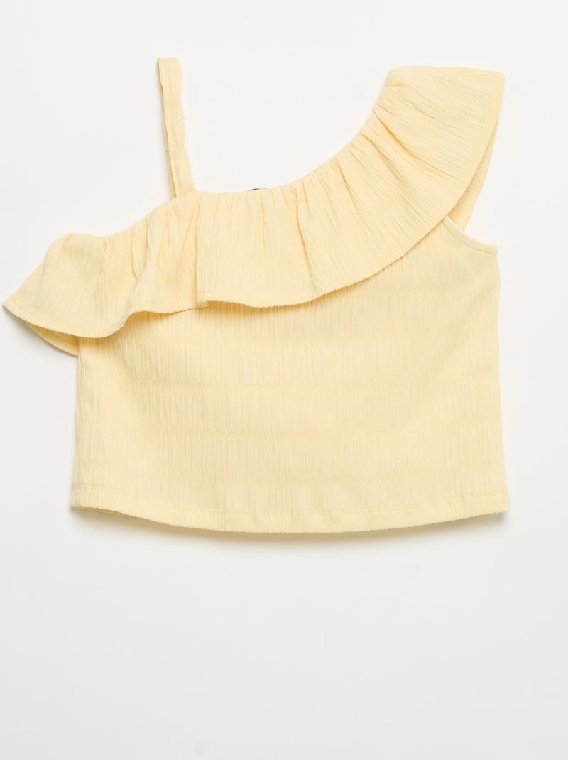 Canotta in maglia a nido d'ape con scollo asimmetrico Giallo - Kiabi