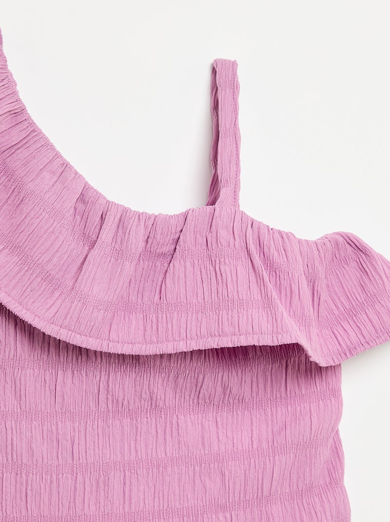 Canotta in maglia a nido d'ape con scollo asimmetrico Viola - Kiabi