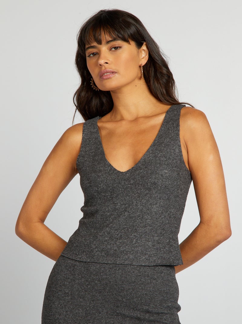 Canotta in maglia con scollo a V GRIGIO - Kiabi