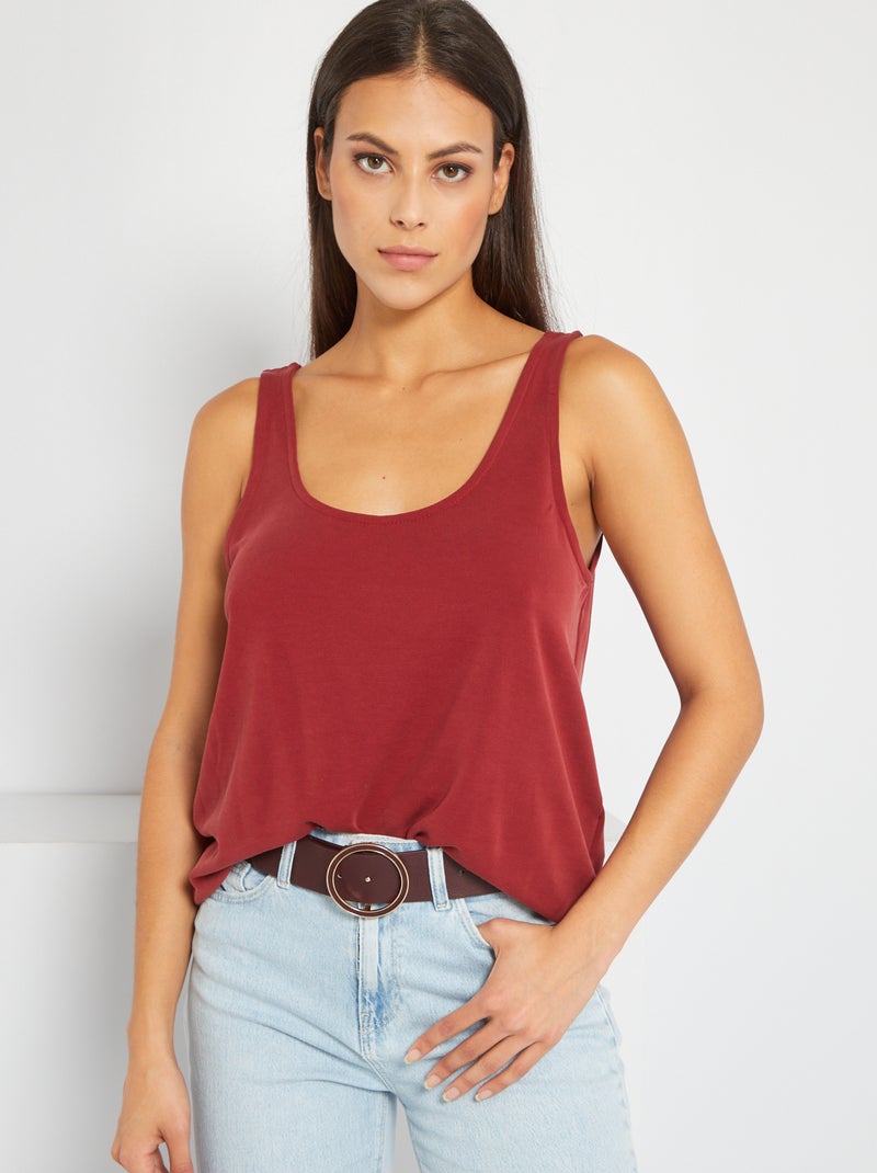 Canotta in maglia con scollo tondo rosso bordeaux - Kiabi
