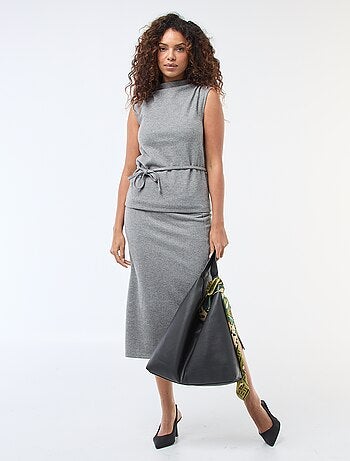 Canotta in maglia peluche con collo alto