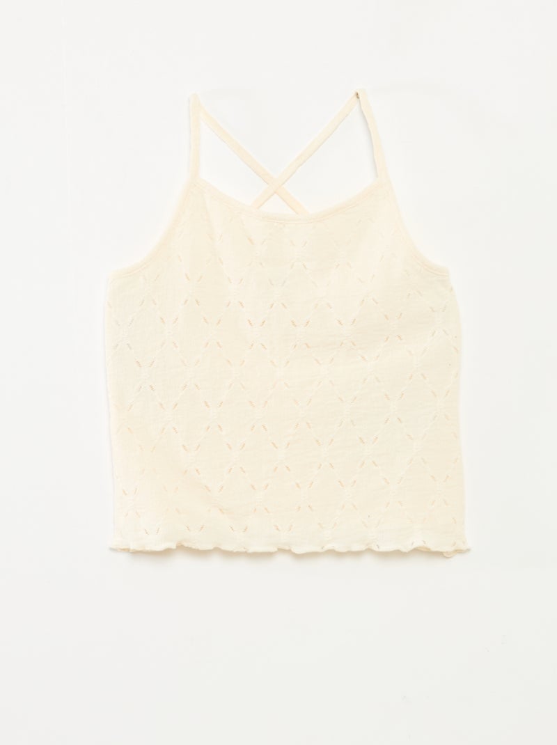 Canotta in maglia fantasia con spalline sottili Bianco - Kiabi