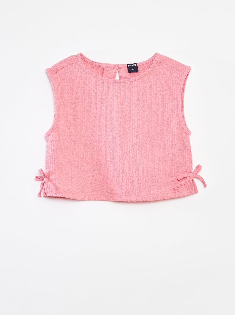 Canotta in maglia goffrata con motivi rosa - Kiabi