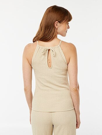 Canotta in maglia goffrata con spalline regolabili