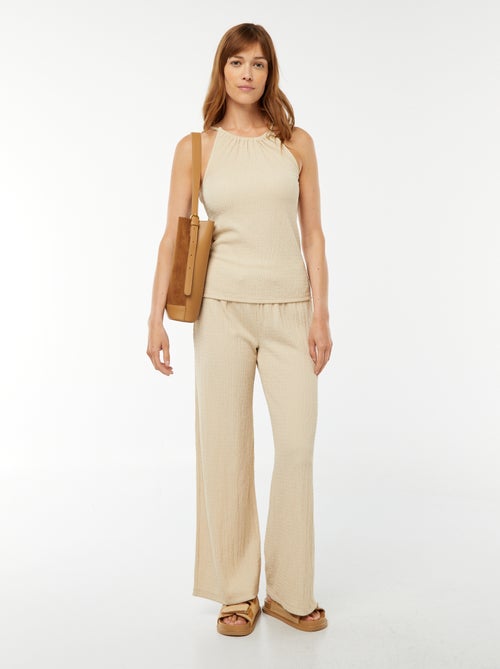 Canotta in maglia goffrata con spalline regolabili - Kiabi