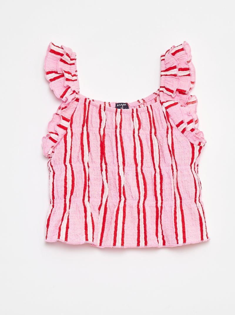 Canotta in maglia goffrata Rosa - Kiabi