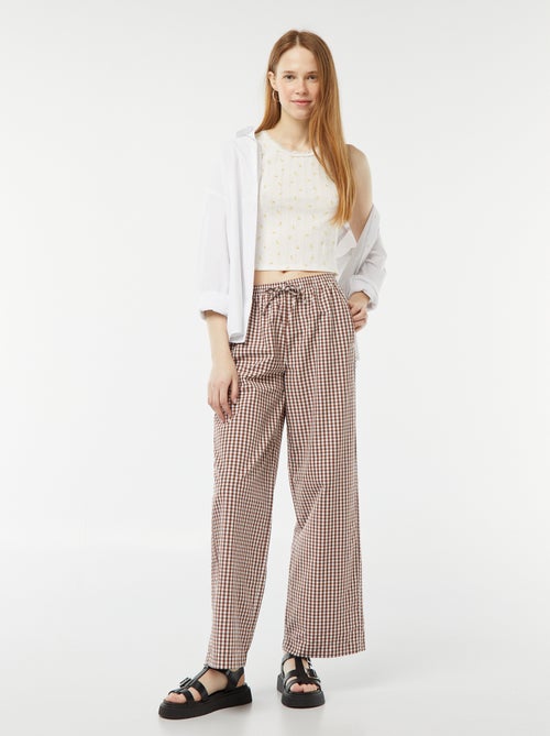 Canotta in maglia pointelle con pizzo e motivo - Kiabi