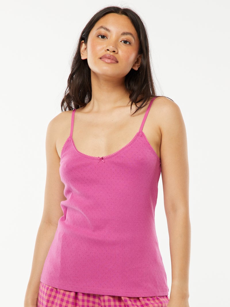 Canotta in maglia pointelle Rosa - Kiabi