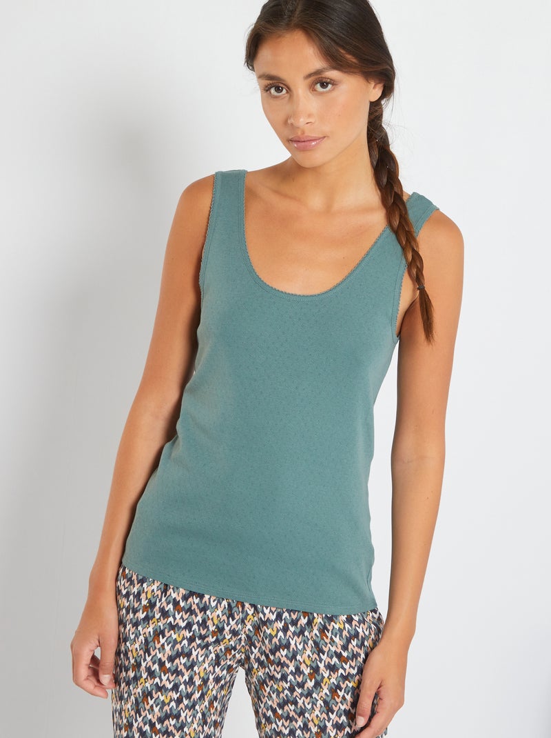 Canotta in maglia pointelle VERDE - Kiabi