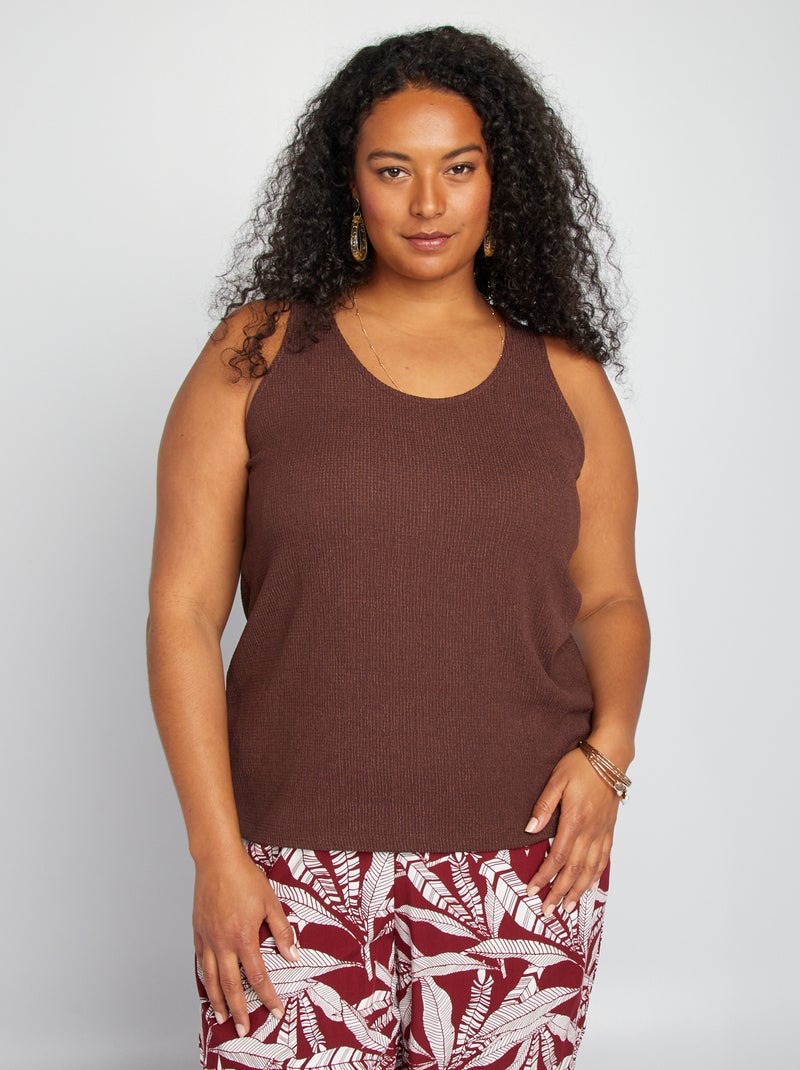 Canotta in maglia stretch MARRONE - Kiabi