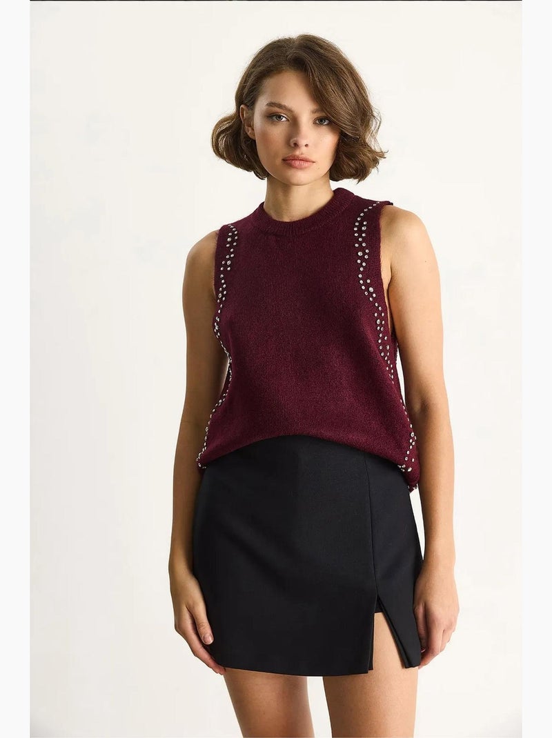 Canotta in maglia testurizzata girocollo lucci Rosso bordeaux - Kiabi