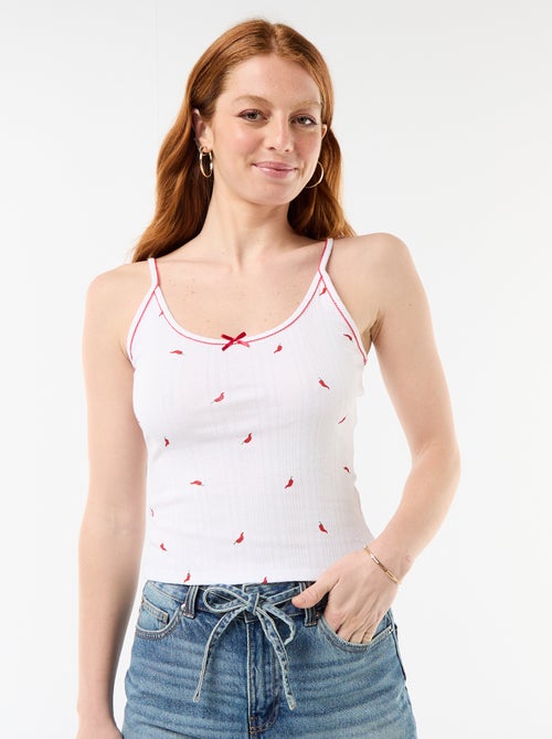 Canotta in maglia traforata motivo \'peperoncino\' - Kiabi