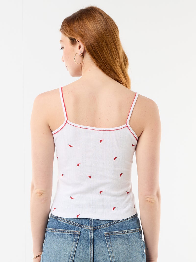 Canotta in maglia traforata motivo \'peperoncino\' Bianco - Kiabi