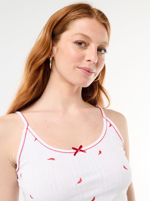 Canotta in maglia traforata motivo \'peperoncino\' - Kiabi