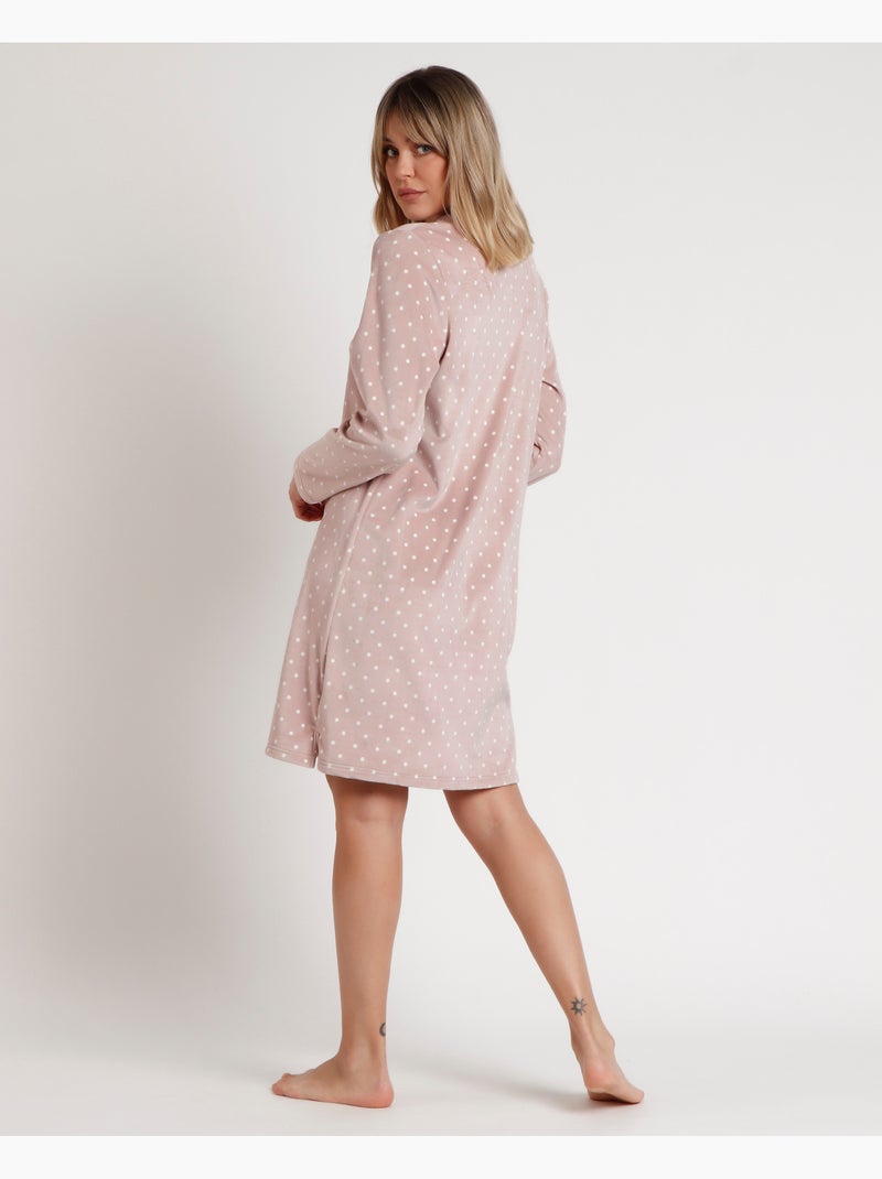 Canotta in pizzo a pois con scollo a V e maniche lunghe in velluto da donna ADMAS CLASSIC Grigio chiaro - Kiabi