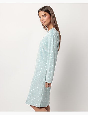 Canotta in pizzo a pois con scollo a V e maniche lunghe in velluto da donna ADMAS CLASSIC