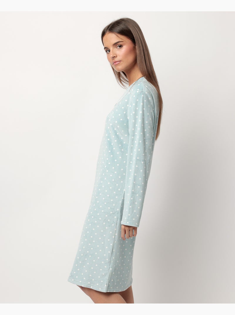 Canotta in pizzo a pois con scollo a V e maniche lunghe in velluto da donna ADMAS CLASSIC Verde acqua - Kiabi