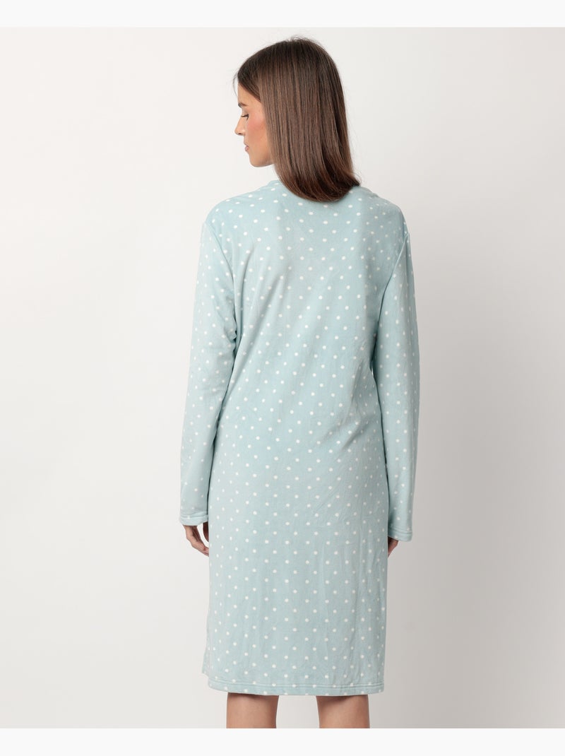 Canotta in pizzo a pois con scollo a V e maniche lunghe in velluto da donna ADMAS CLASSIC Verde acqua - Kiabi