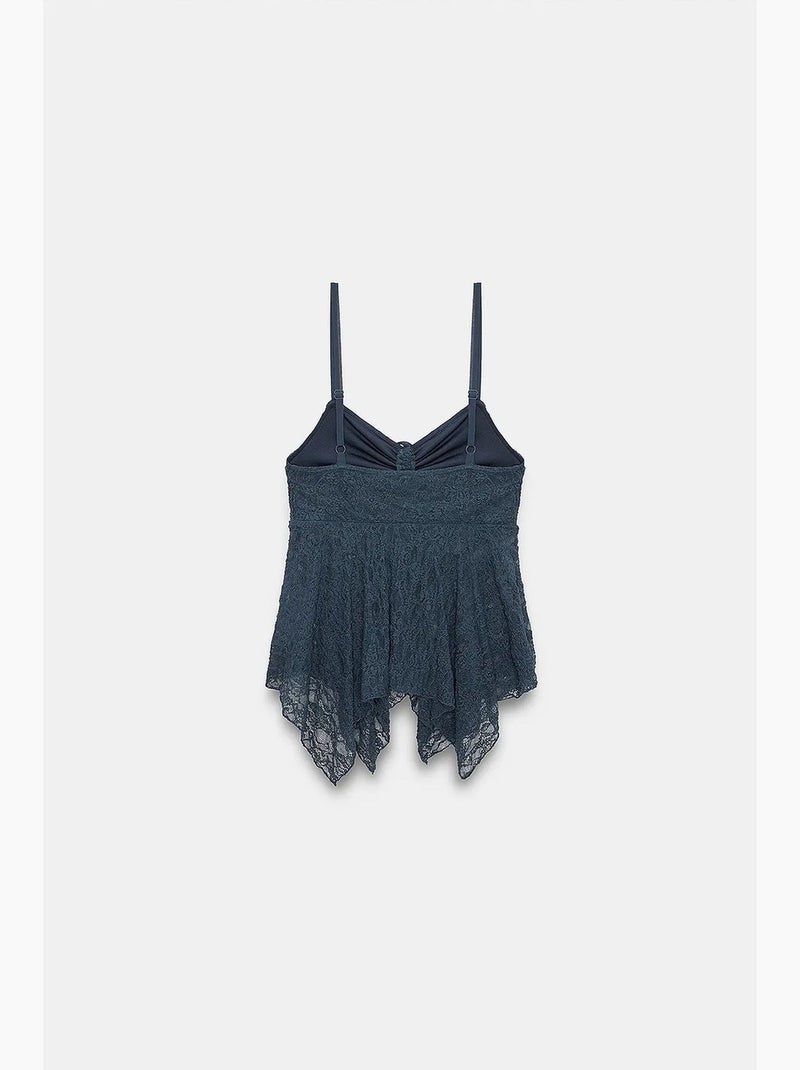 Canotta in pizzo con nodo davanti dilvin Blu marino - Kiabi