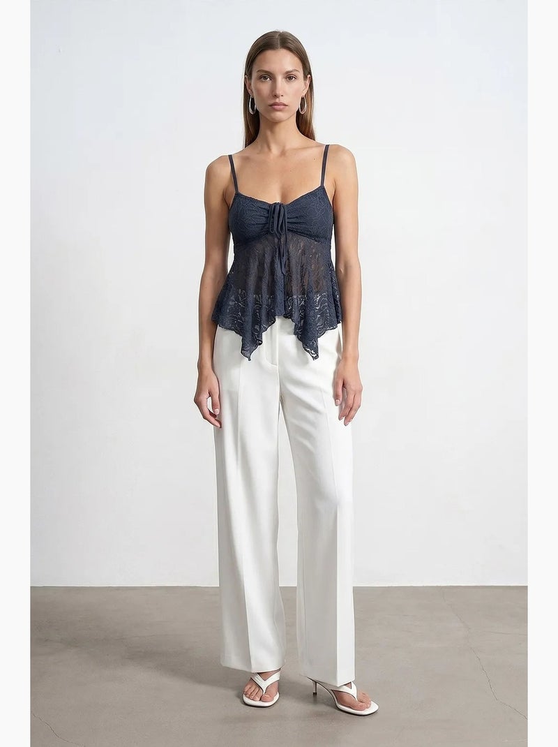 Canotta in pizzo con nodo davanti dilvin Blu marino - Kiabi